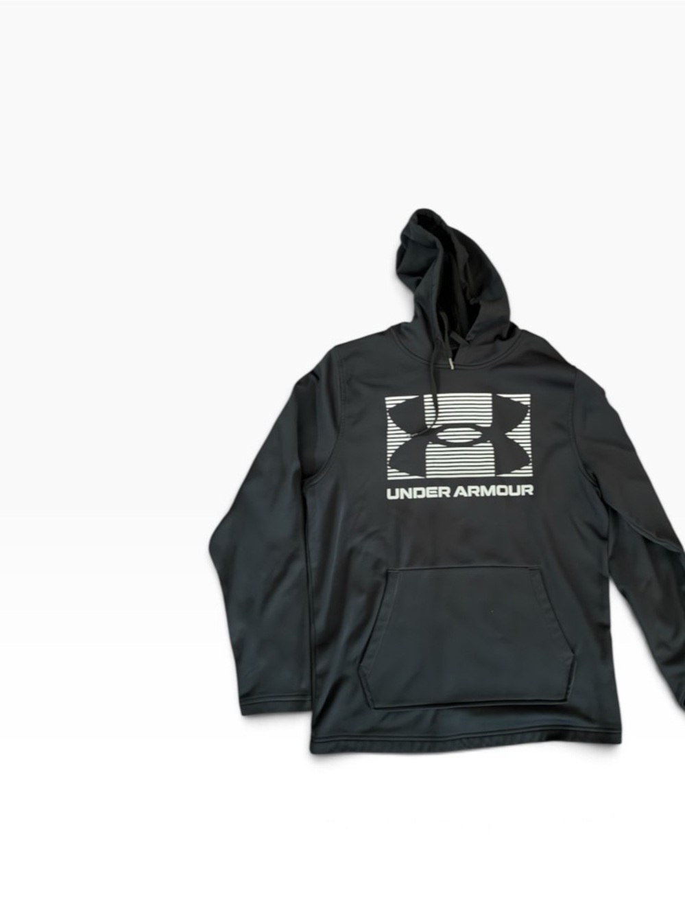 Under Armour Black Pullover Hoodie with White Logo Block - Picture 3 of 5